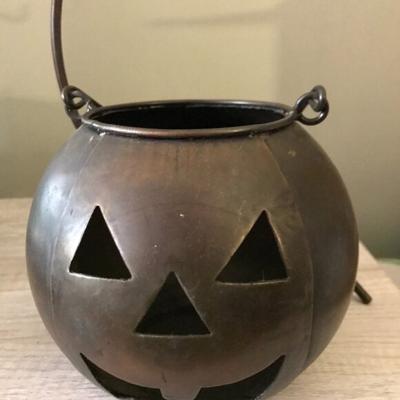 JACK O LANTERN PUMPKIN HANGING CANDLE HOLDER METAL DECOR Halloween - Picture 7 of 9